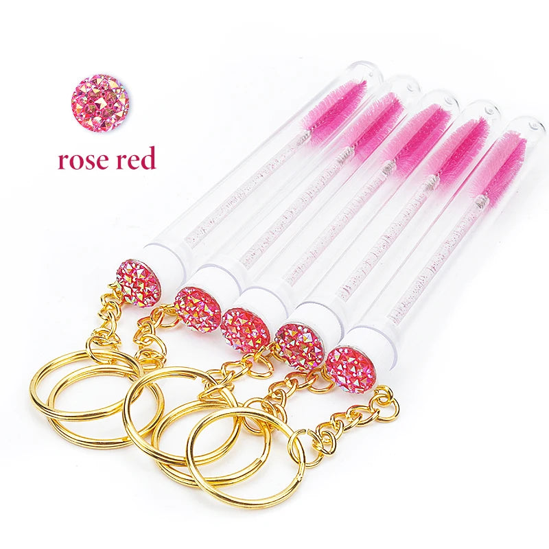 10 Pcs Tube Eyelash Brushes with Gold Keychain Convenience - Smarsty