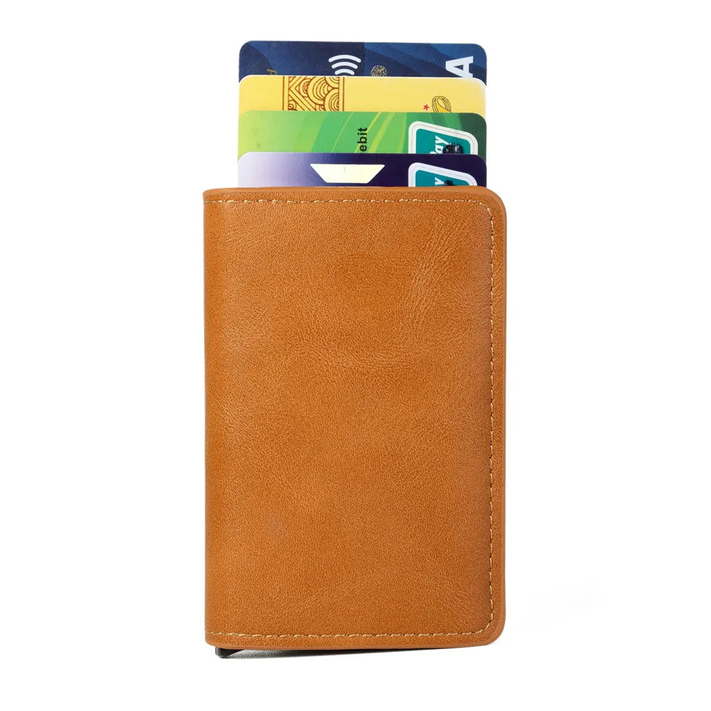 Rfid Aluminum Men Wallet Card Holders Purse Carbon Fiber Men Business Slim Thin Smart Wallet Credit Cardholder Case Note Holder