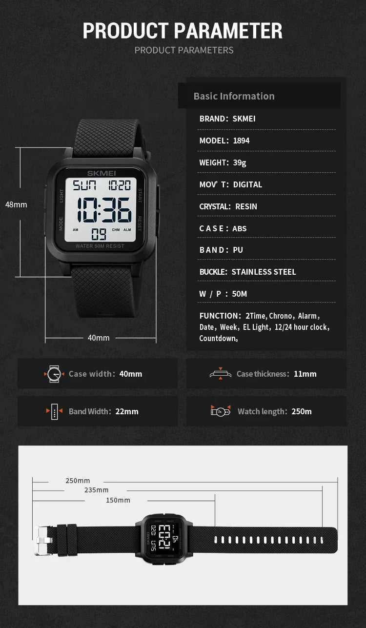 Skmei 1894 Military Waterproof Digital Watch for Men - Smarsty
