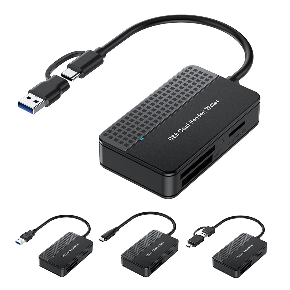 USB 3.0 Type C 4 in 1 Card Reader 5Gbps Memory Smart Card Reader SD TF CF MS Compact Flash Card Adapter 20cm Cable for Laptop PC