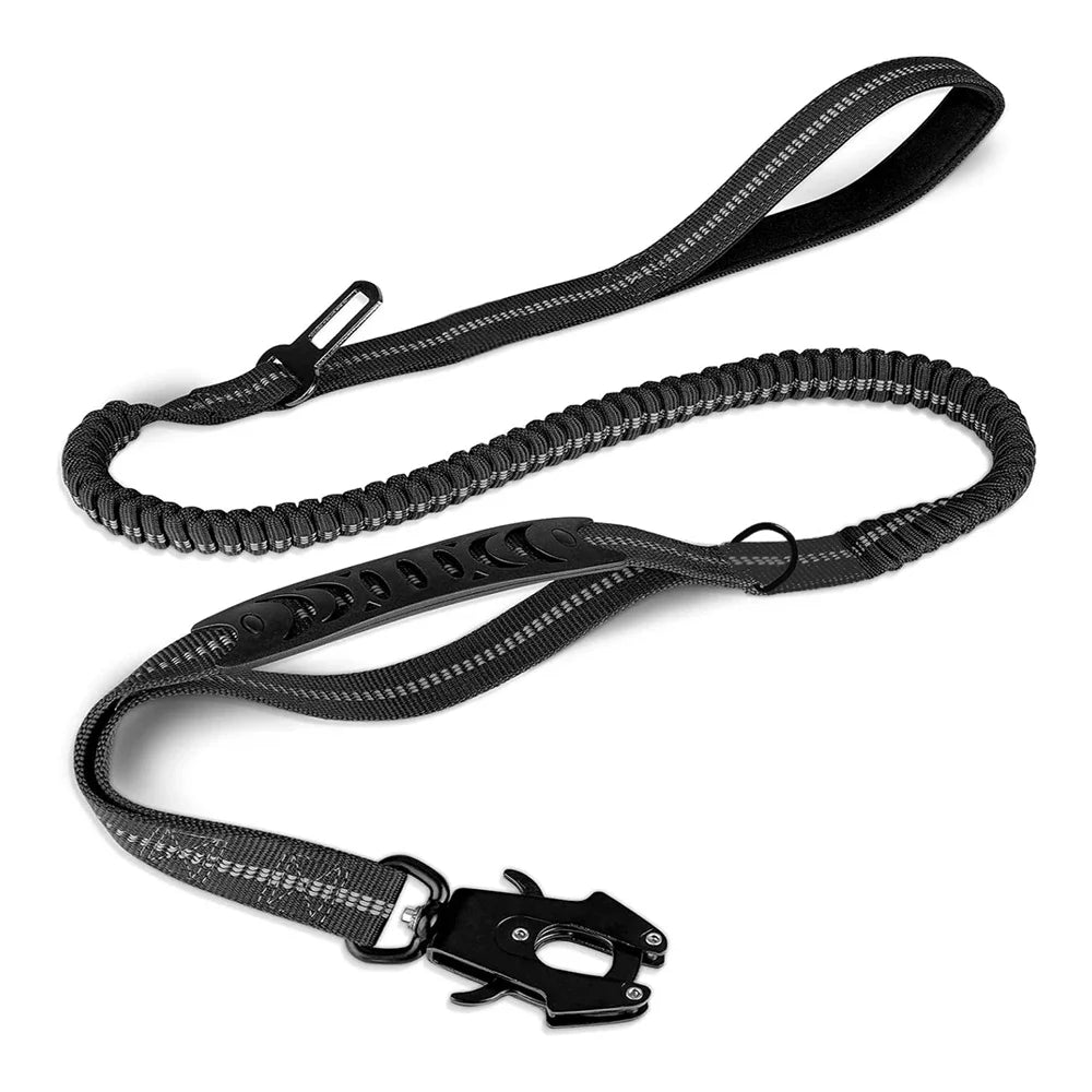 Reflective Bungee Dog Leash with Car Seatbelt Attachment - Smarsty
