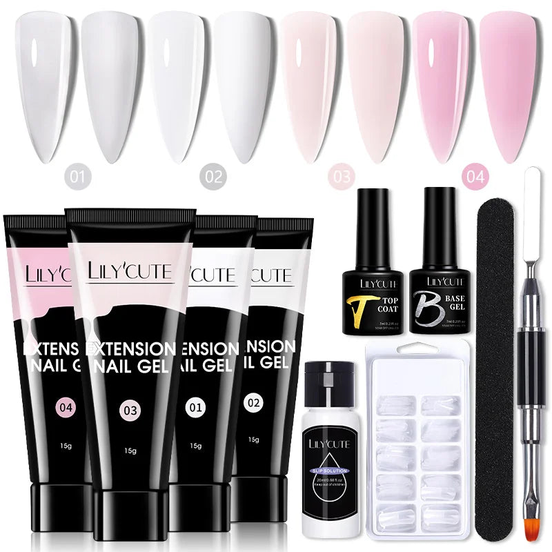 LILYCUTE Nail Gel Set with 6W LED Lamp for Quick Manicure - Smarsty