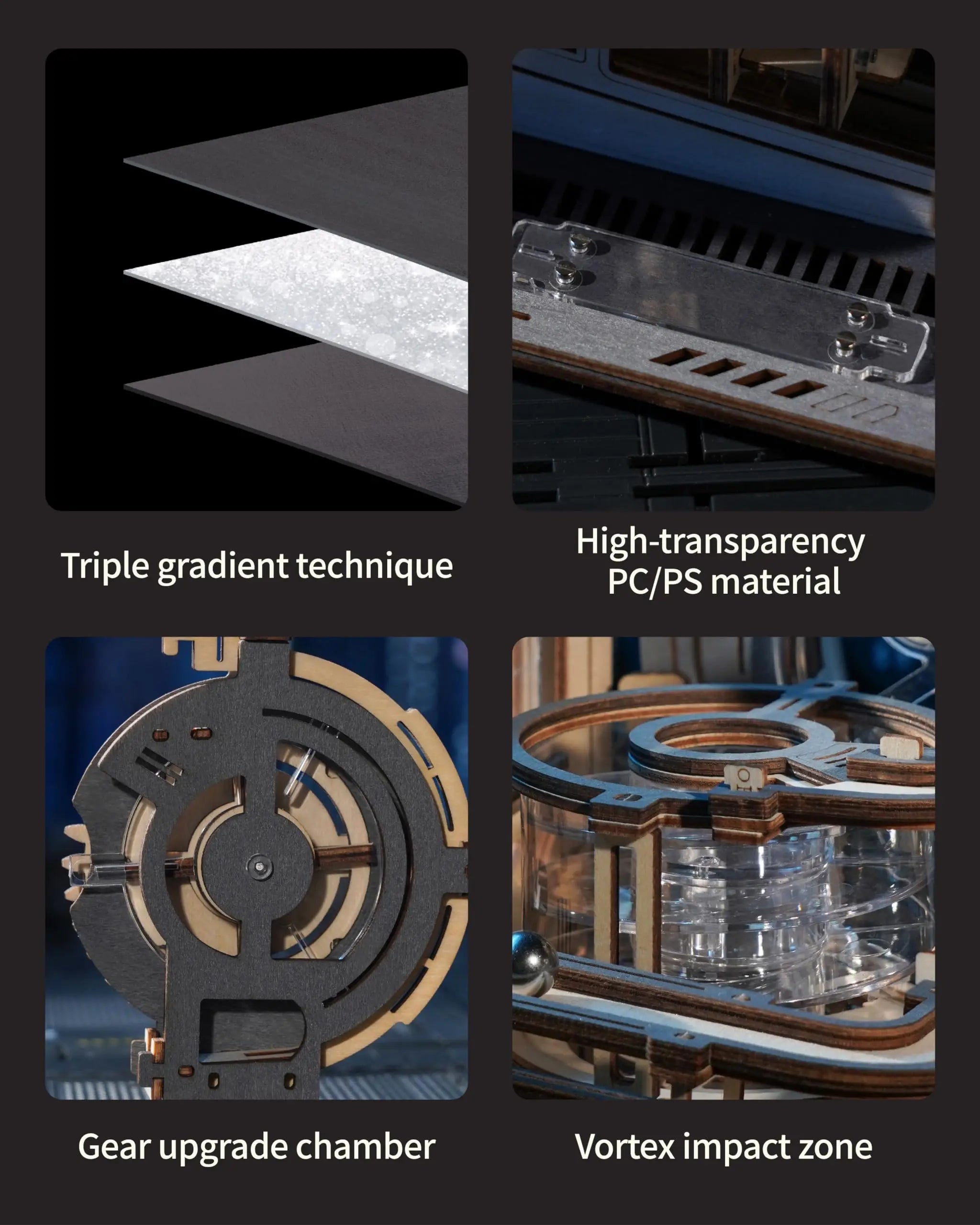 ROBOTIME Rokr Electric Marble Run with Light 3D Puzzle Toys Marble Spaceport Gifts for Kids Children Connect With Night City