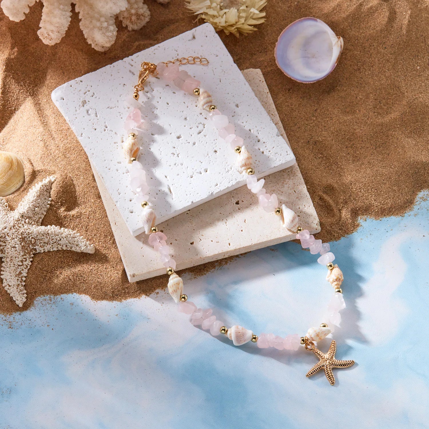Bohemian Starfish Pendant Beaded Bracelet for Women - Smarsty