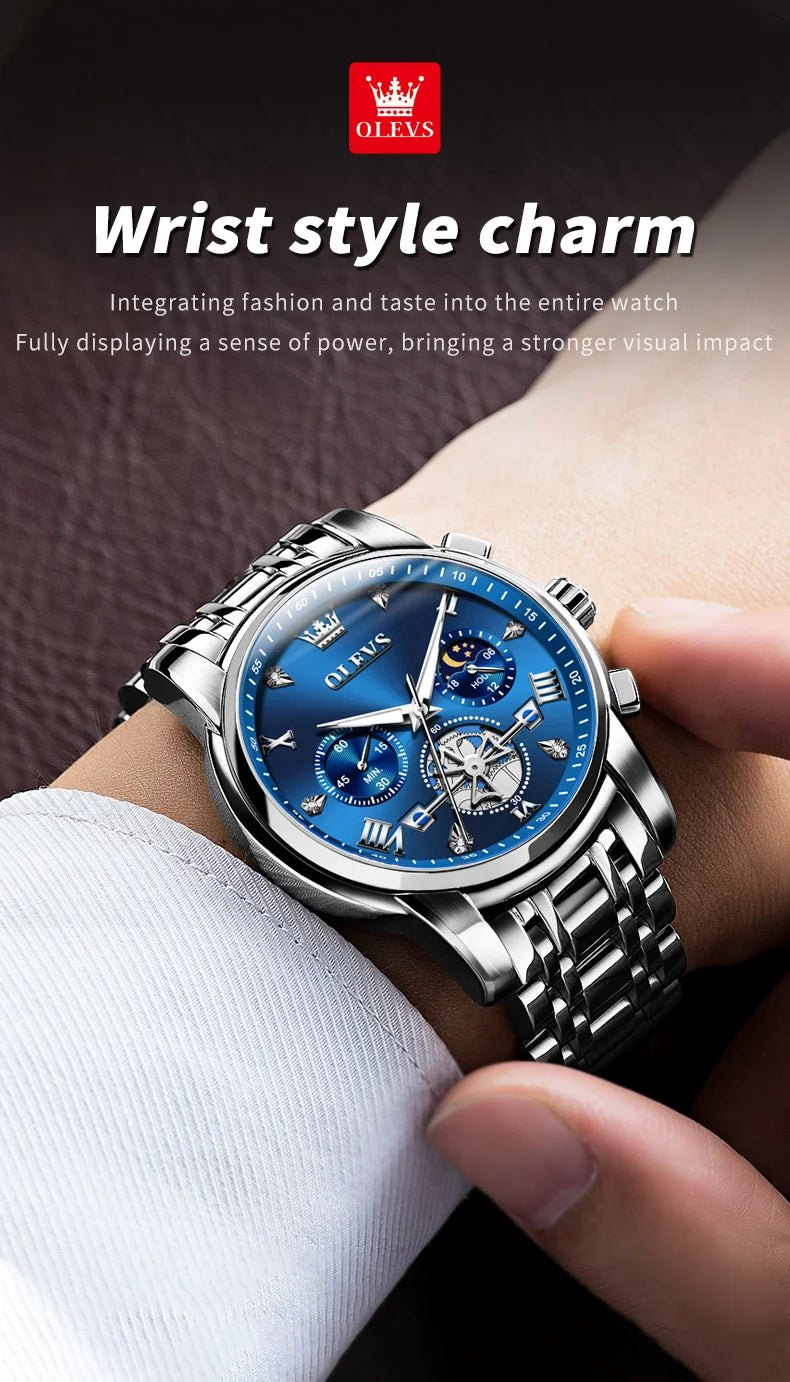 OLEVS Luxury Quartz Watch with Moon Phase Feature - Smarsty