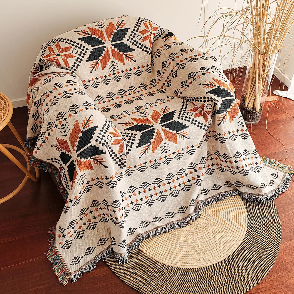 Oversized Aztec Blanket With Fringe For Cozy Comfort - Smarsty
