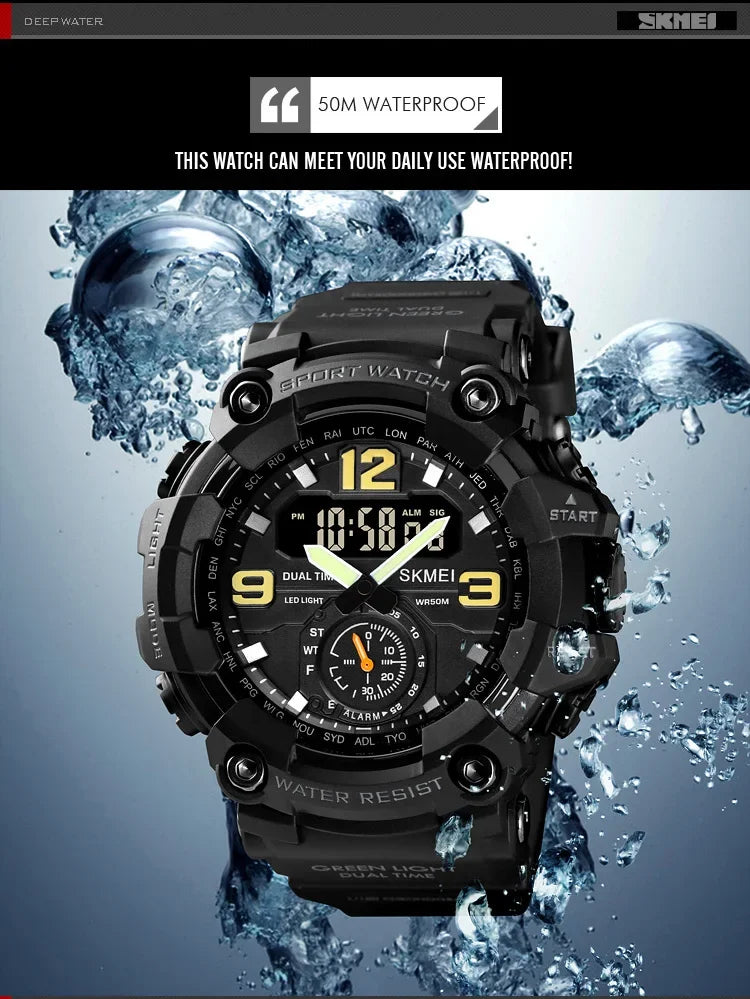 Skmei 1637 Waterproof Sport Wristwatch with Dual Movement - Smarsty