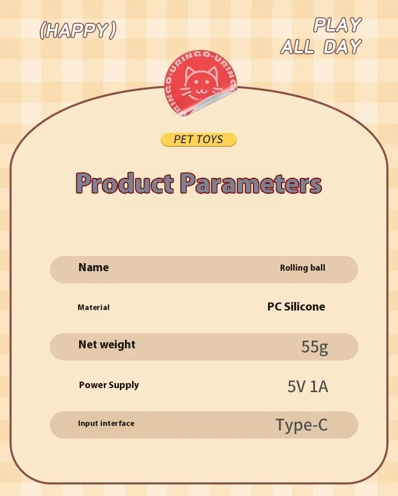 Interactive Rechargeable Cat Toy Ball With Faux Tail - Smarsty