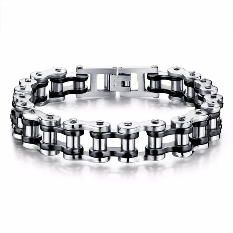Stainless Steel Biker Chain Bracelet with Toggle Clasp - Smarsty