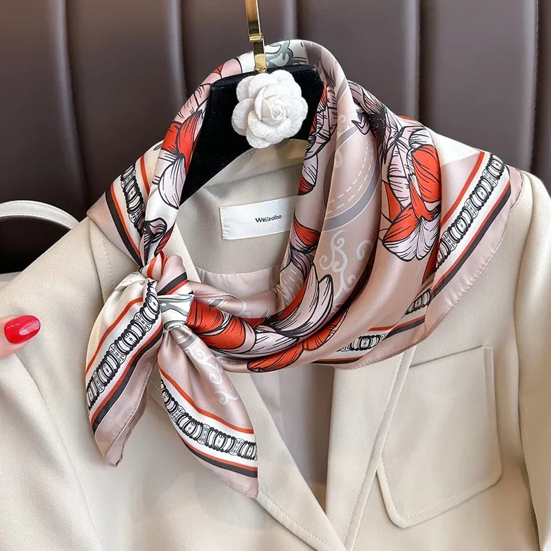 Luxury Women Silk Leopard Print Scarf Soft Satin Wrap - Smarsty