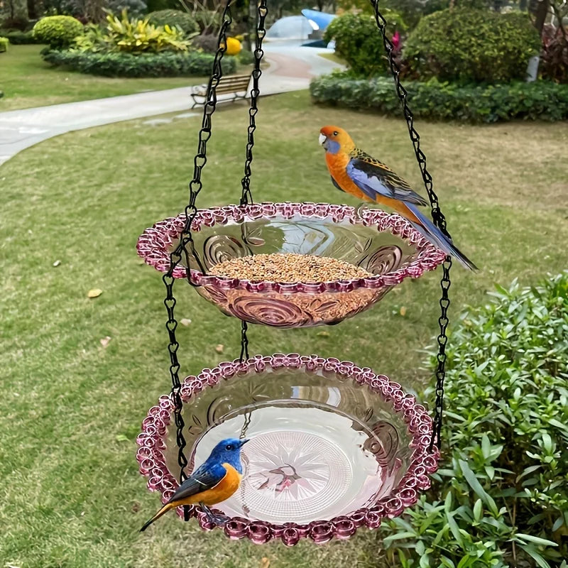 Durable 2-Layer Bird Feeder with Chain for Outdoor Use - Smarsty