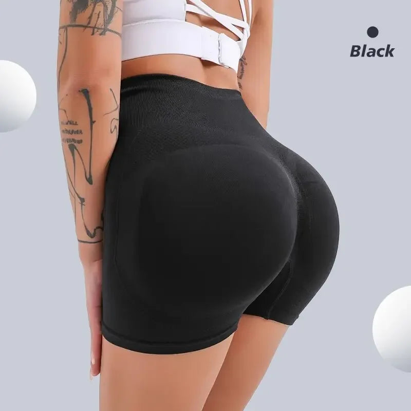 CZGUKE Women High Waist Workout Shorts Butt Lifting Tummy Control Ruched Booty Smile Yoga Short Pant - Smarsty