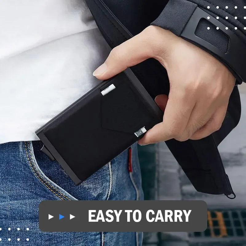 Rfid Smart Credit Card Holder Wallets Metal Slim Pop Up Minimalist Men Wallets Black Male Purse Money Bags Carteira Masculina