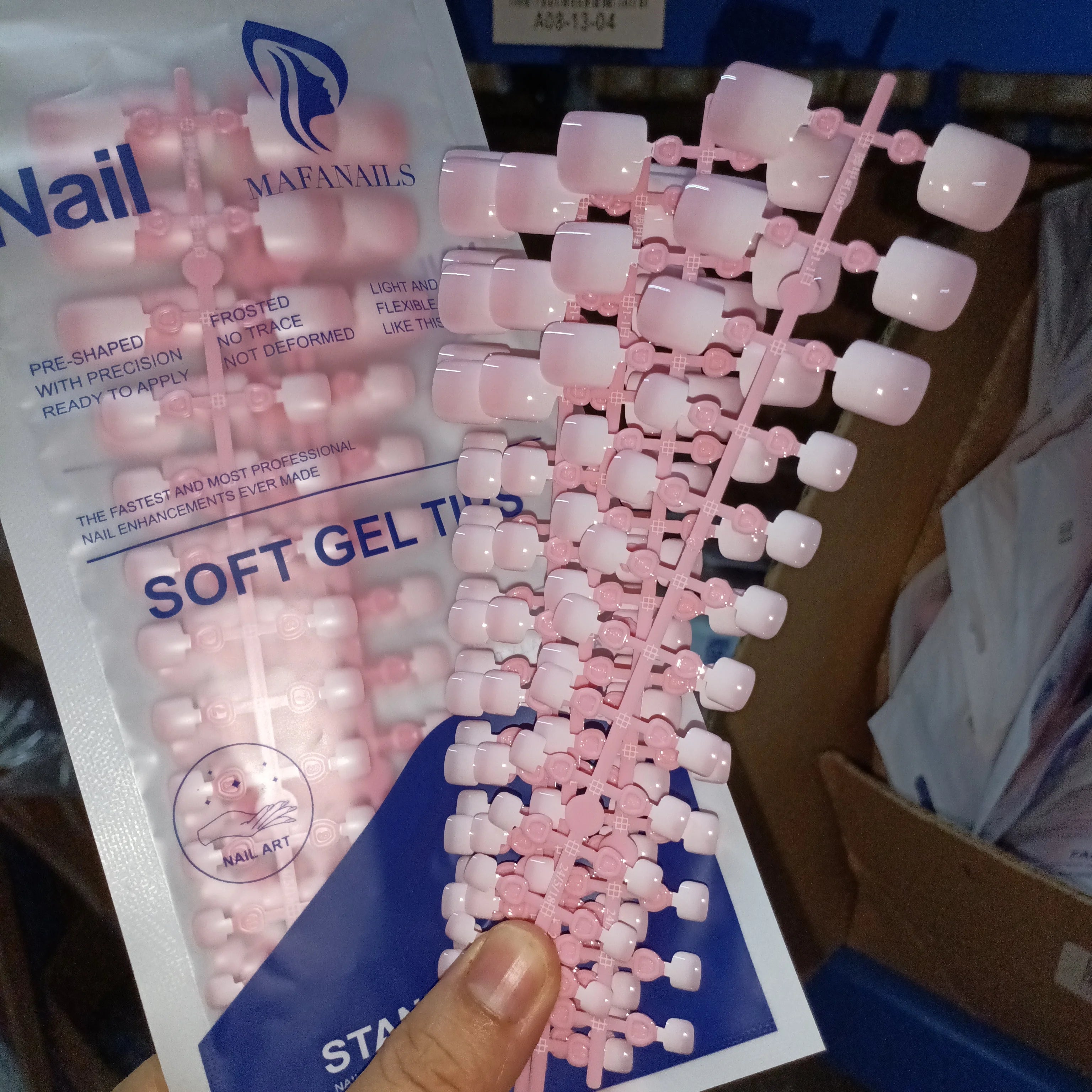 120 Pieces Pink Square Toe Nail Tips Full Cover Extensions - Smarsty