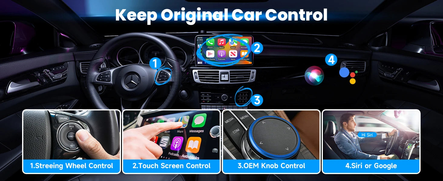2-in-1 Wired to Wireless CarPlay Adapter & Android Auto Wireless Adapter Plug & Play