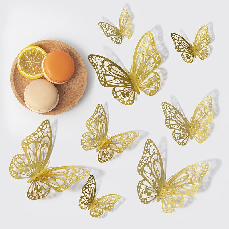 Gold 3D Butterfly Wall Decor Set for Parties - Smarsty