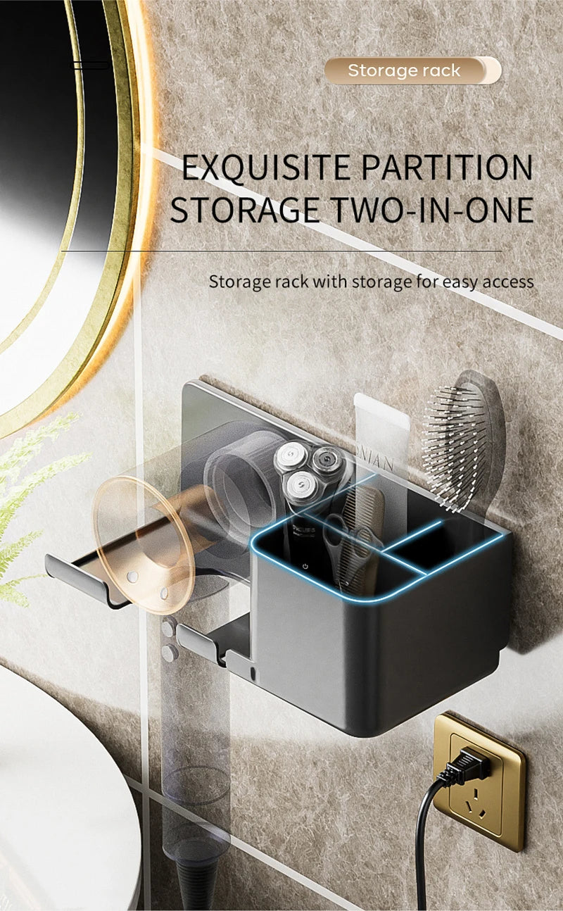 Wall Mounted Hair Dryer Holder Organizer for Bathrooms - Smarsty