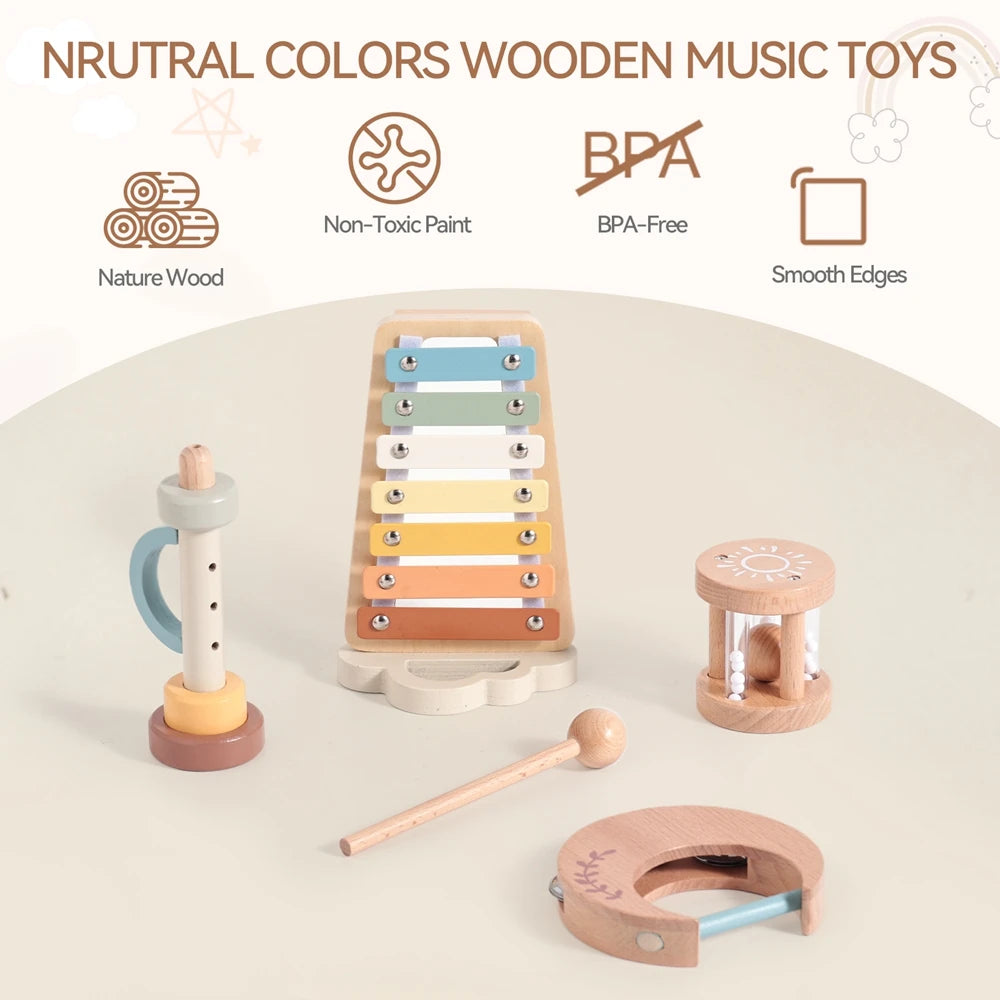 Musical Instruments Montessori Music Baby 0 12 Months Toys Drum Xylophone Kids Early Educational Wooden Instruments Baby Toys by Smarsty