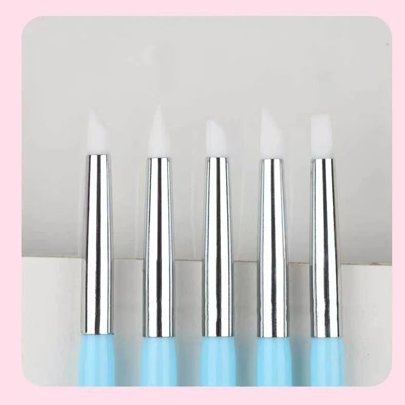 5Pcs Silicone Clay Sculpting Tool for Brush Modeling Dotting Nail Art Pottery Clay Tool DIY Carving Sculpting Tools Soft Head - Smarsty