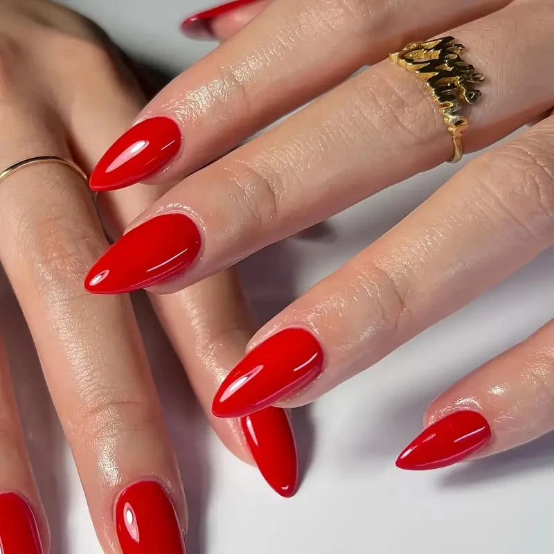 Wine Red Almond Press On Nails 24PCS High Saturation - Smarsty