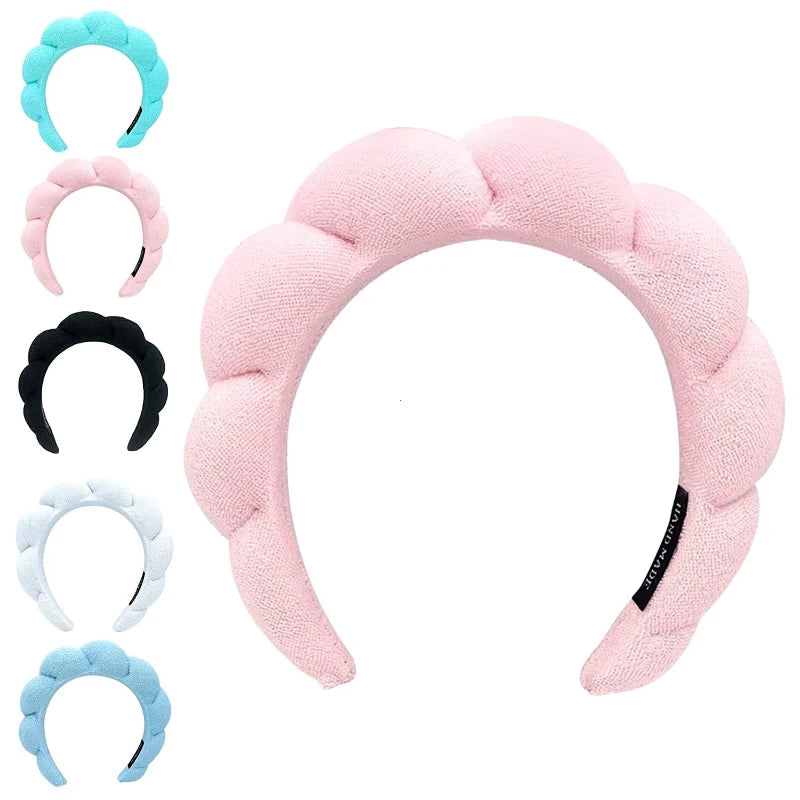 Soft Puffy Sponge Headband For Makeup Retro Terry Cloth - Smarsty