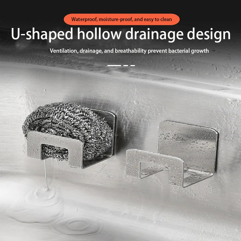 Stainless Steel Sink Tray Drainer Rack with Self Adhesive Hooks - Smarsty