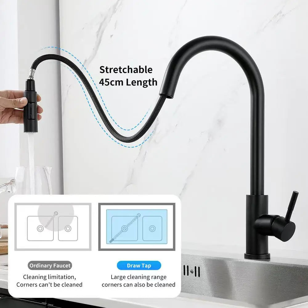 Brushed Nickel Pull Out Kitchen Faucet with Single Handle - Smarsty