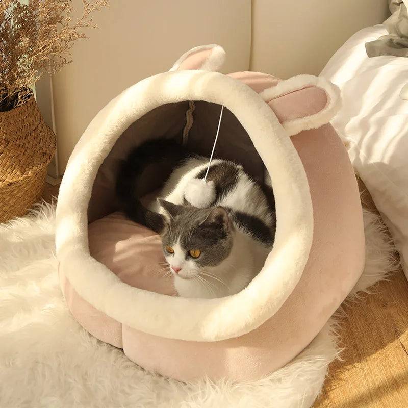 Deep Sleep Cat Bed with Cute Ear Design - Smarsty