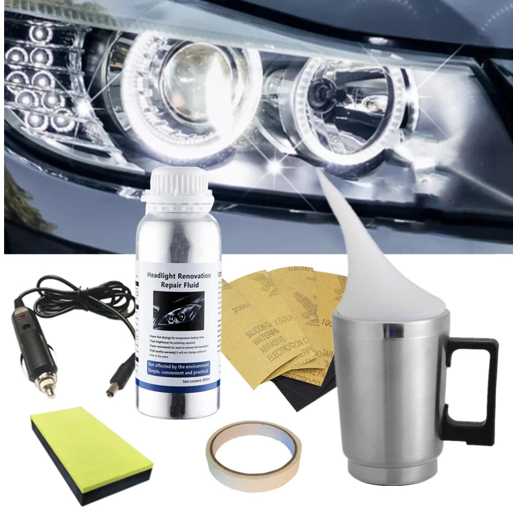 Headlight Polishing Set Auto Headlight Renovator Light Restoration Clean Car 300ml Polish Spotlights Headlights Renovation Kit - Smarsty