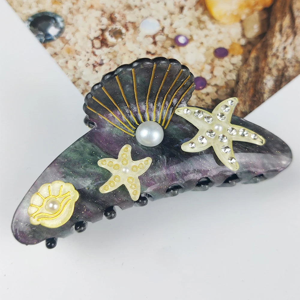 Handmade Large Sea Hair Claw Clips Acetate Beach Starfish - Smarsty