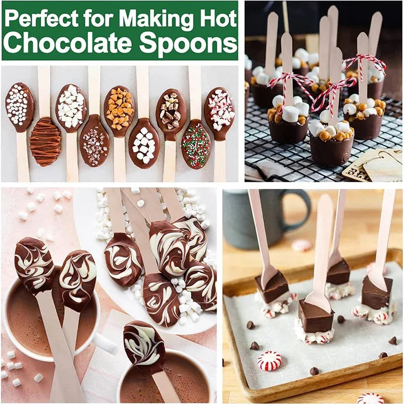 Disposable Wooden Spoons for Tasting and Sampling 50 to 200 Pcs - Smarsty