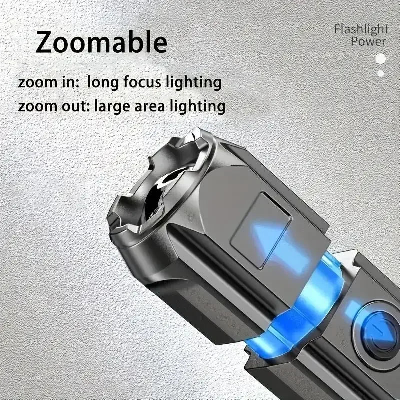 4 Lighting Mode Super Bright LED Flashlights Telescopic Zoom Tactical Torch USB 18650 Long-Range Waterproof Camping Flashlight by Smarsty