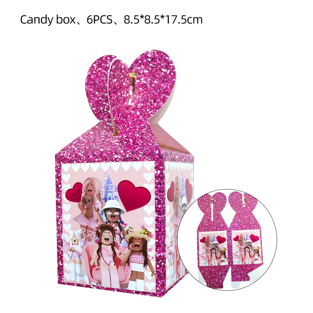 Pink Roblox Birthday Party Decorations Tableware Set - Smarsty