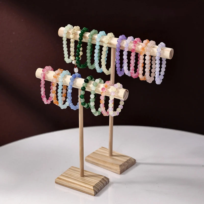 Solid Wood Jewelry Display Stand With Wooden Base - Smarsty