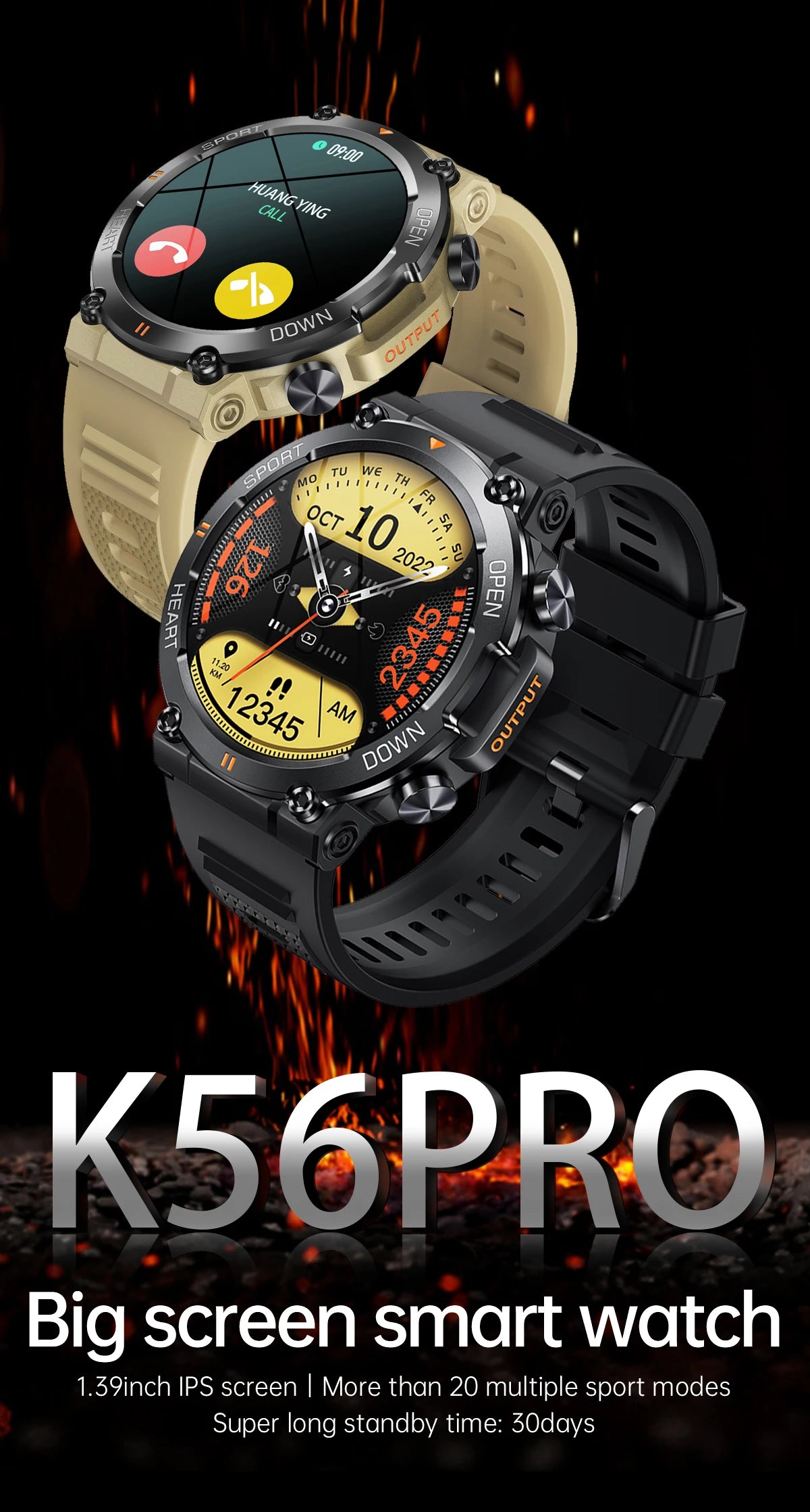 K56Pro Smart Watch for Men with Heart Rate Monitor - Smarsty