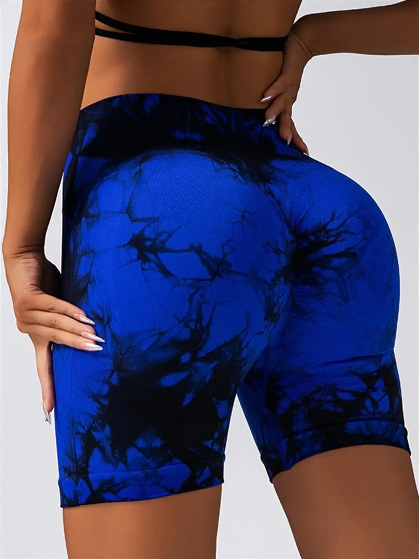Tie Dyed Seamless Fitness Pants Women's High Waist and Hip Lifting Sports Tight Shorts Running Sexy Peach Fitness Yoga Shorts - Smarsty