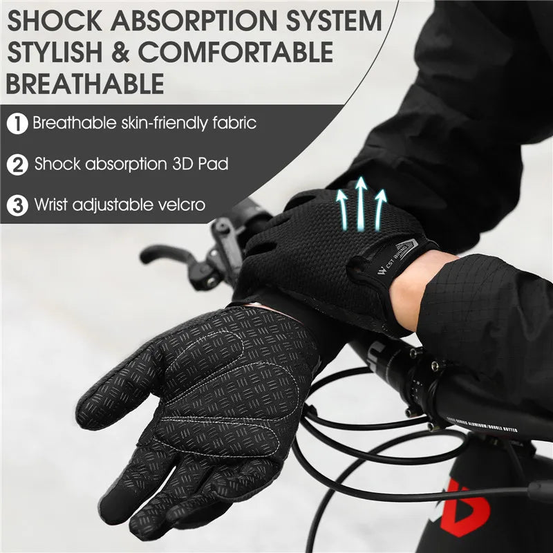 West Biking Full Finger Cycling Gloves Non Slip Silicone Palm - Smarsty