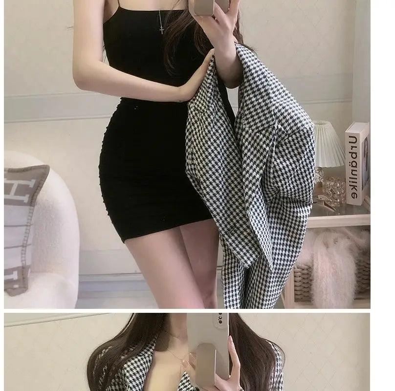 Elegant Solid Sling Sleeveless Type A Sheath Mini Short Dresses Summer New Sexy Slim Slimming Arm Covering Dresses - Smarsty