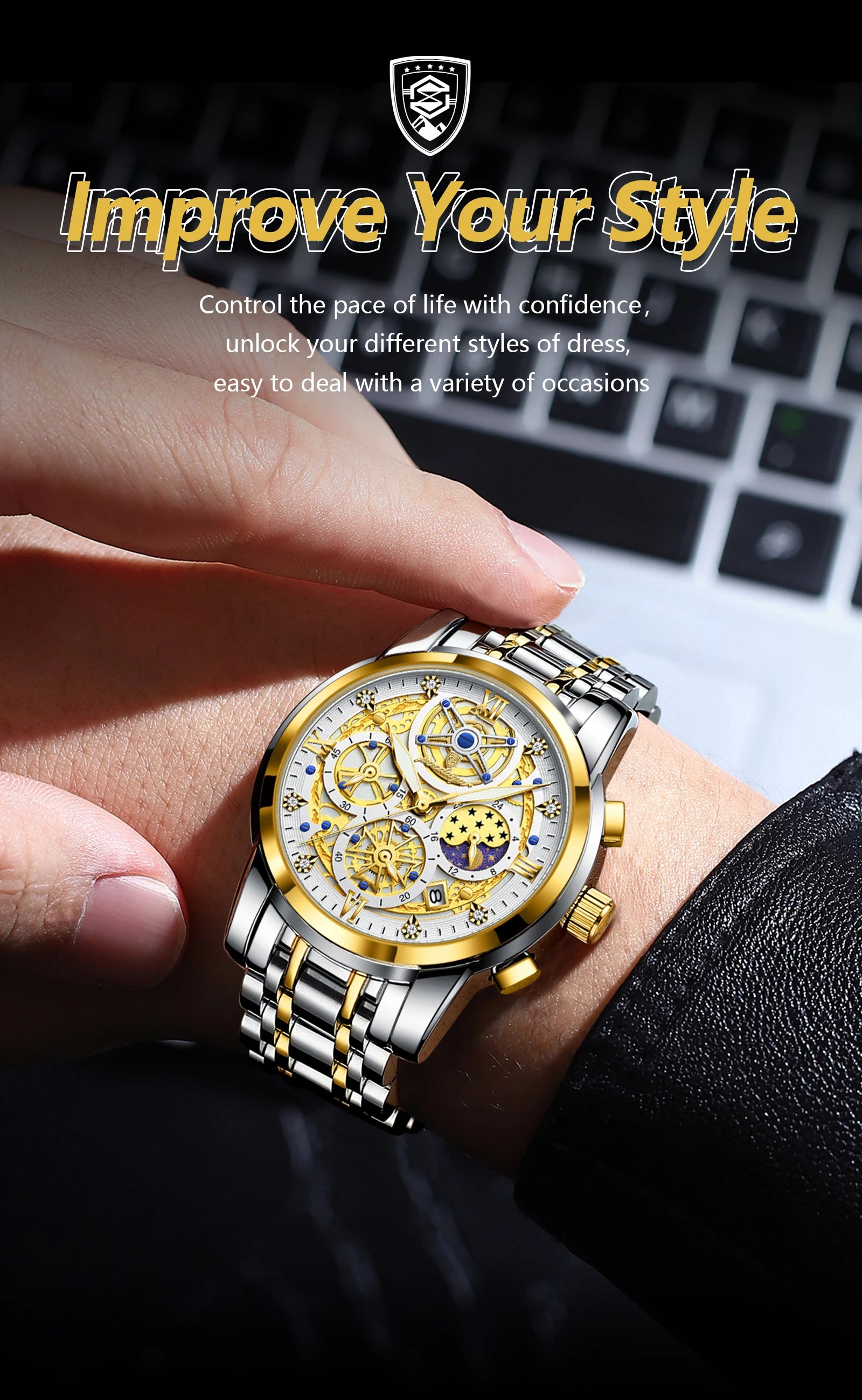Luxury Waterproof Men's Chronograph Watch with Luminous Date - Smarsty