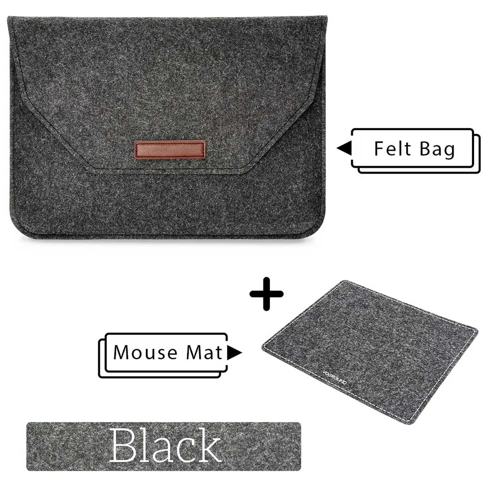 Wool Felt Laptop Sleeve 11 To 15.6 Inch With Mousepad
