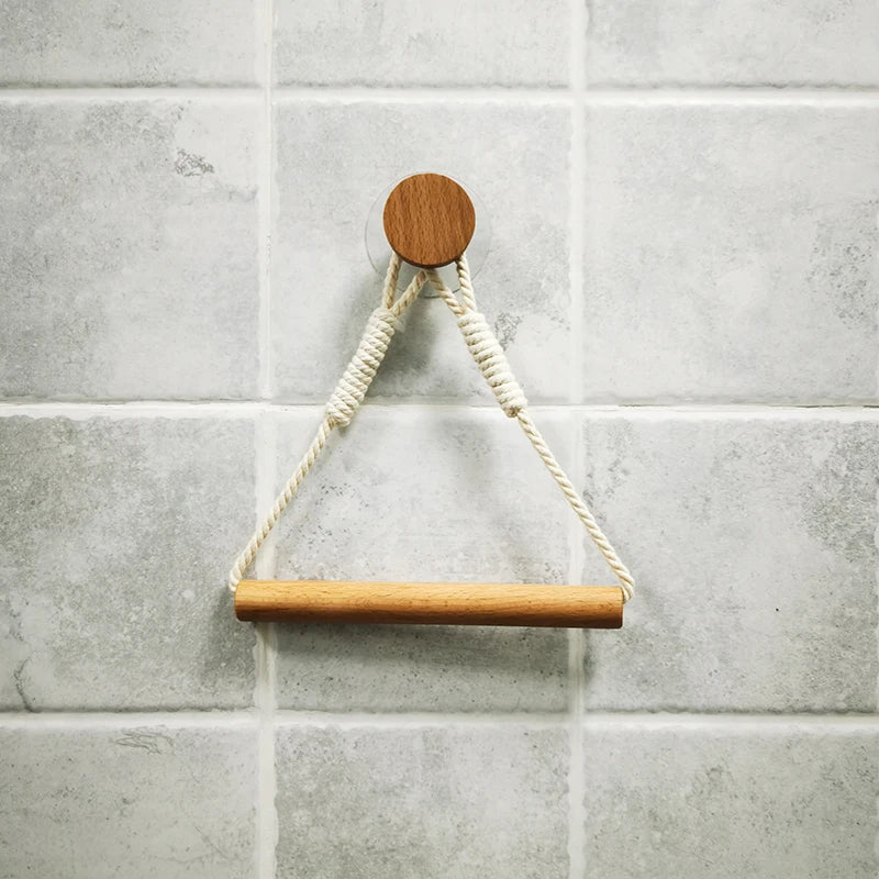 Wooden Wall Mounted Toilet Paper Holder with Towel Rack - Smarsty