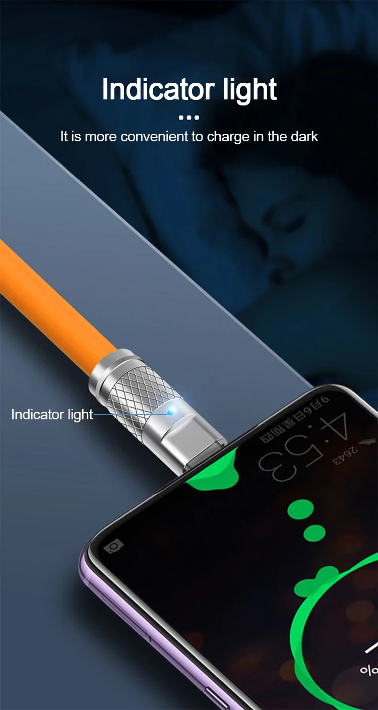 120W 6A Super Fast Charge USB C Liquid Silicone Cable For iPhone 14 15 Huawei Samsung Xiaomi Quick Charger Type-C Data Wire - Smarsty