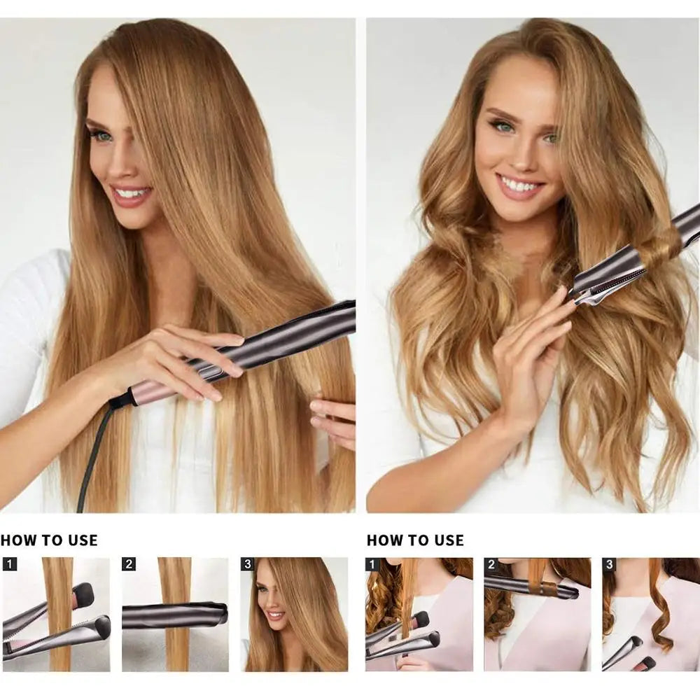 2 in 1 Hair Straightener and Curler with Fast Heating - Smarsty