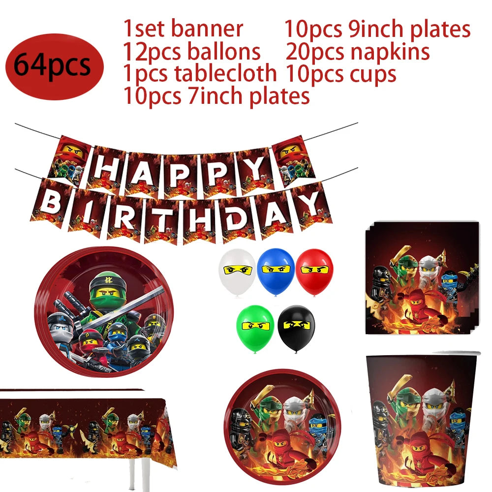 Ninja Theme Birthday Party Disposable Tableware Set - Smarsty