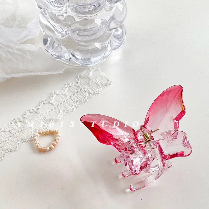 Cute Transparent Butterfly Hair Claw Clips Non Slip - Smarsty