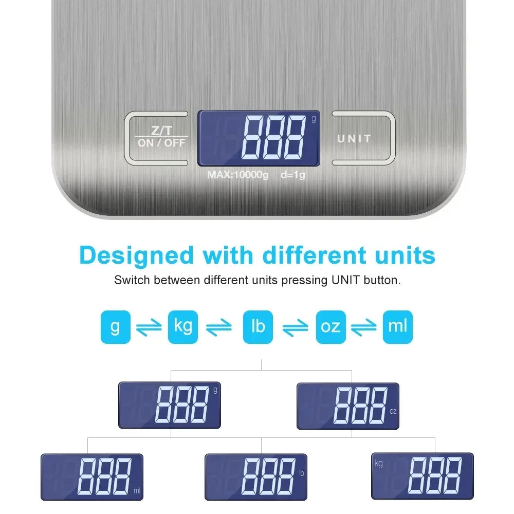 5kg/1g Digital Kitchen Scale LED Stainless Steel High-precision Electronic Scales Home Jewelry Food Weighing Baking Tools