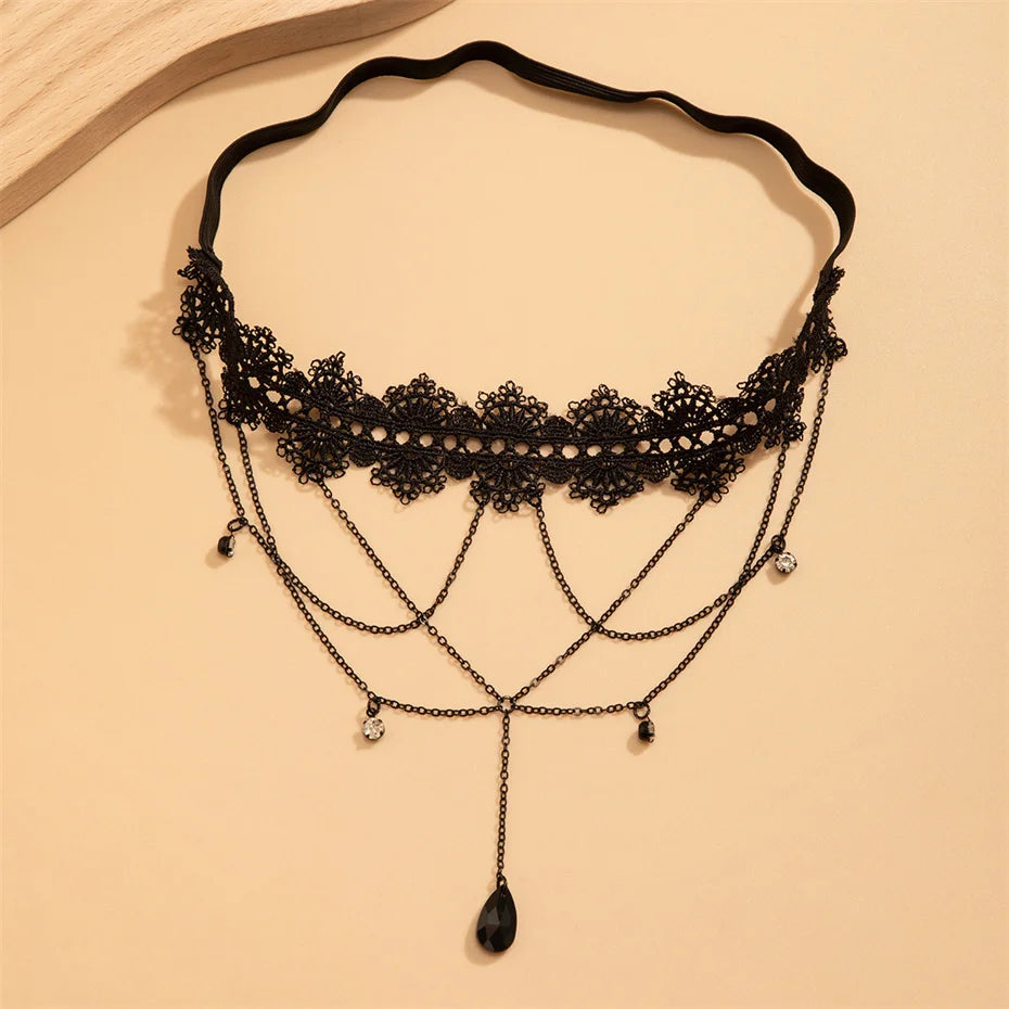 Boho Black Lace Thigh Chain Body Jewelry for Women - Smarsty