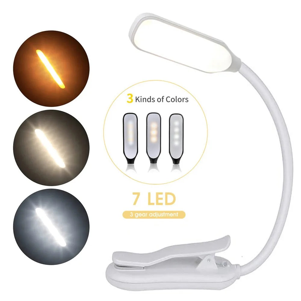 USB Rechargeable LED Book Light with Flexible Clip - Smarsty