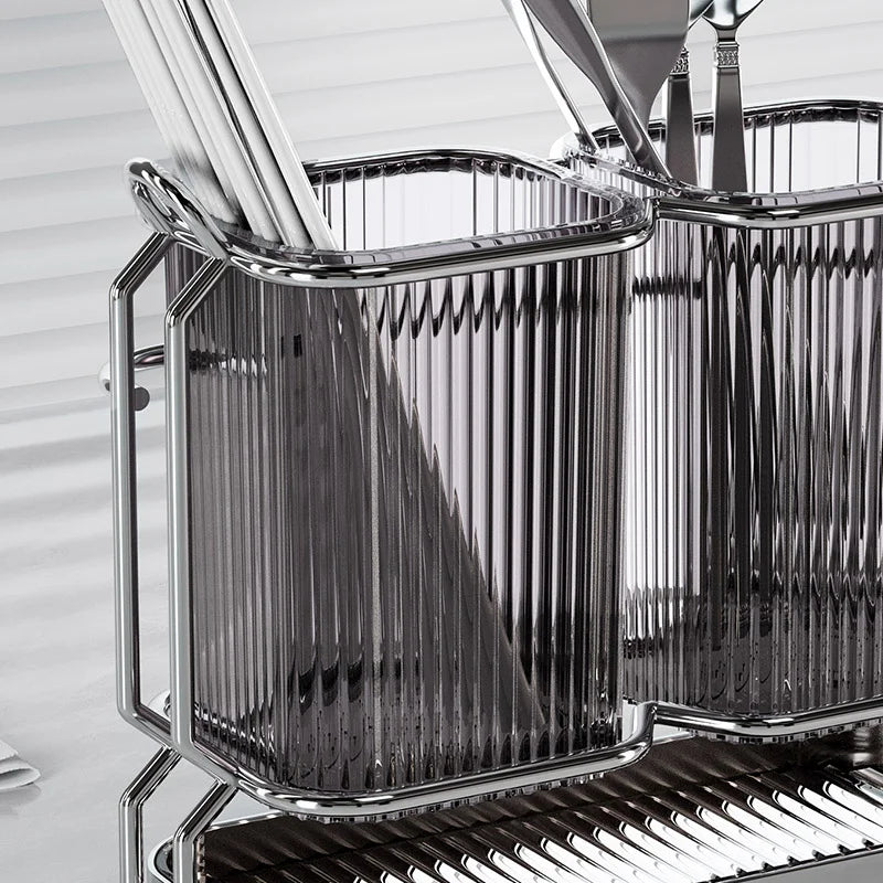 Luxury Wall-Mounted Chopsticks Holder - No Drill Utensil Organizer for Kitchen, Multi-Function Spoon & Fork Rack with Drain Hole by Smarsty