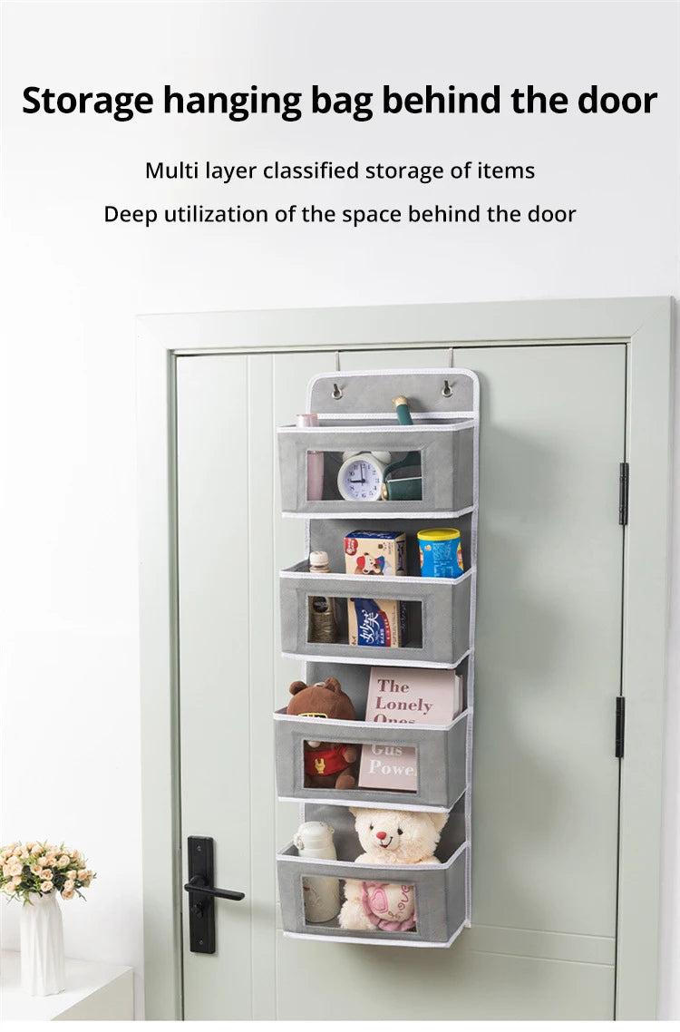 1pc Four-layer Storage Bag Door Hanging Fabric Organizer Bag For Sundries Items Underwear Socks